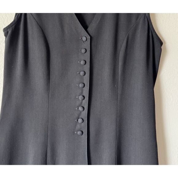 Vintage Shasha Collection Size Small 90s Black Button Front Sleevesless Vest - Picture 2 of 6
